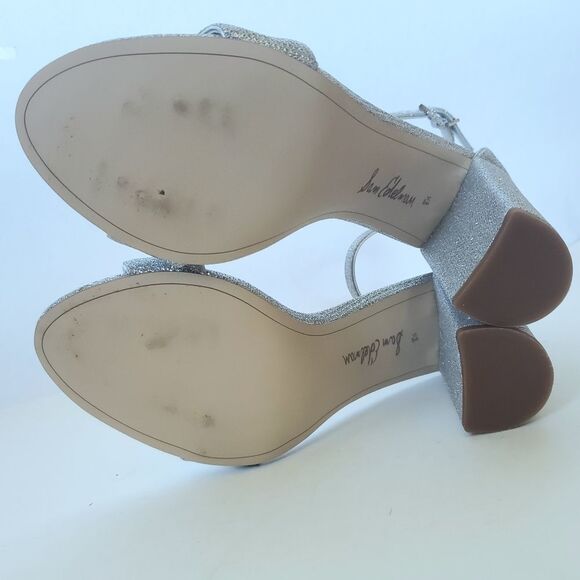 Sam Edelman Yaro Silver Strappy Block Heel Size 8.5 - Picture 7 of 11